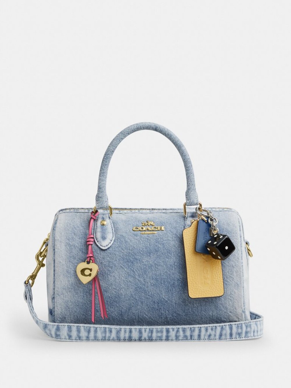 Coach Outlet Rowan Satchel Bag In Loved Denim With Charms